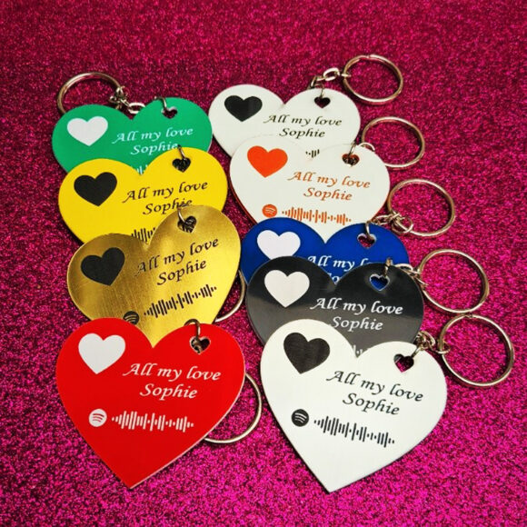 Heart Shaped Spotify Code Keyring
