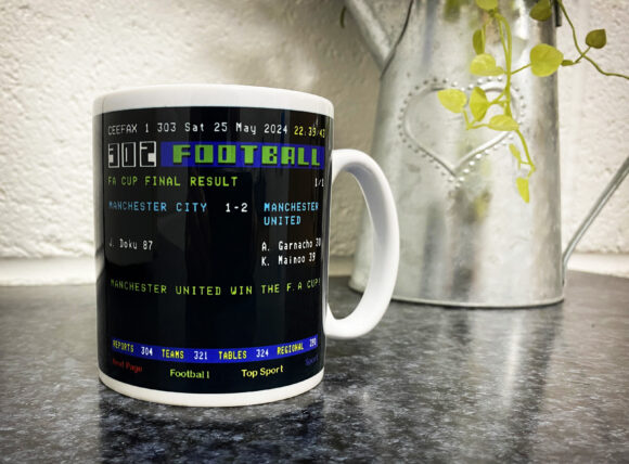 ANY GAME PERSONALISED Custom Ceefax Football Fan Teletext Tea Coffee Mug Gift - Image 6