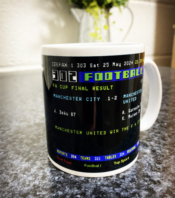 ANY GAME PERSONALISED Custom Ceefax Football Fan Teletext Tea Coffee Mug Gift - Image 4