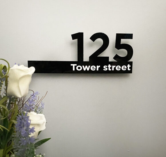 Personalised Acrylic Door Sign with House Number and Street Name - Image 3